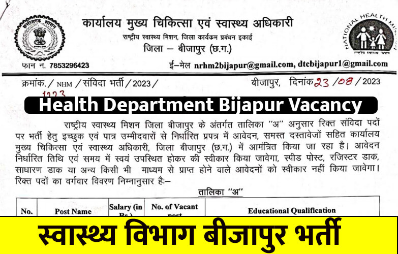 Bijapur Swasthya Vibhag Vacancy