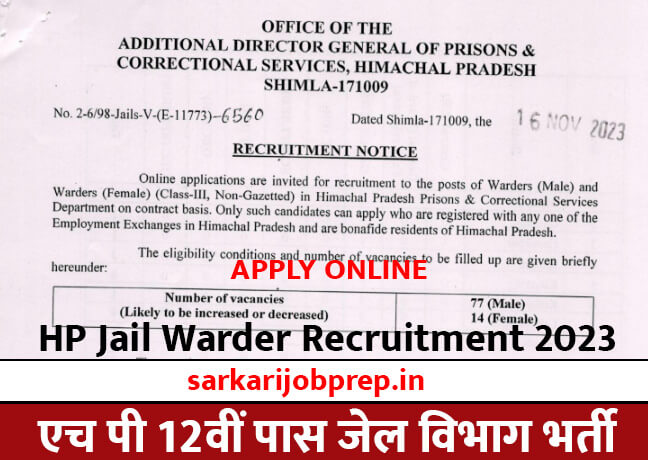 HP Jail Warder Vacancy 2023