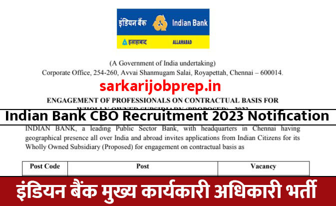 Indian Bank CBO Recruitment 2023
