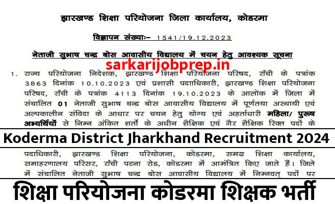 Koderma District Jharkhand Recruitment 2023