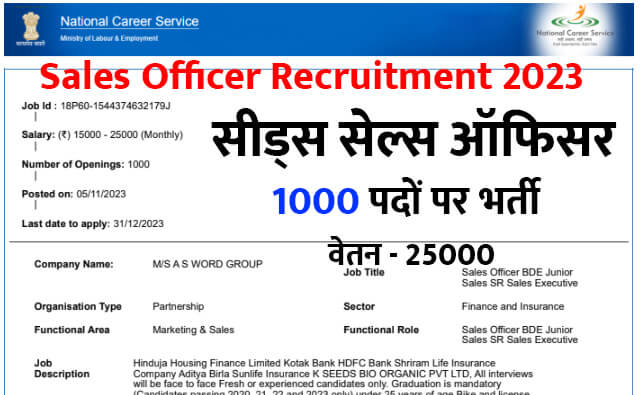 Sales Officer Recruitment 2023