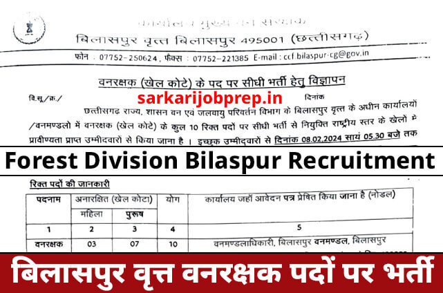 Forest Division Bilaspur Recruitment 2024