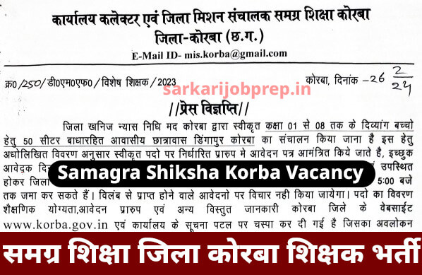 Samagra Shiksha Korba Recruitment 2024