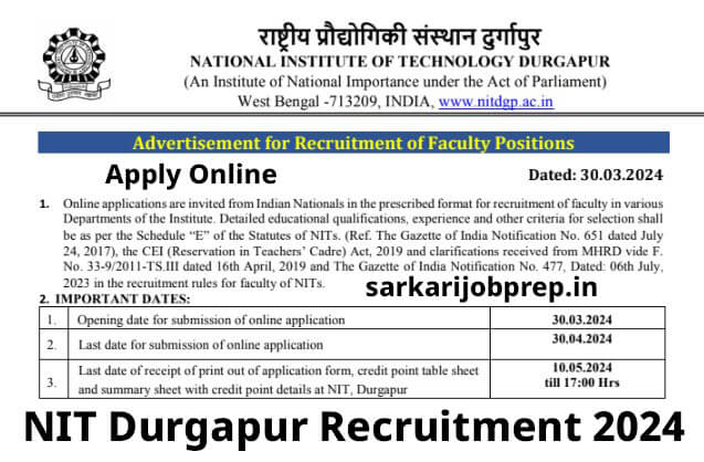 NIT Durgapur Recruitment 2024